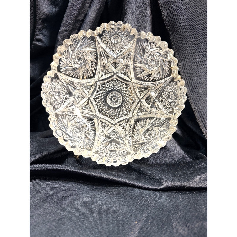 American Brilliant Period‎ CRYSTAL Bowl-Floral Pattern, 6.5" x 2" (2662)